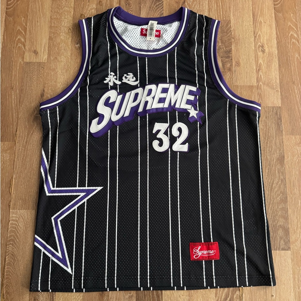 Supreme Black Star Basketball Jersey Mesh Tank Top